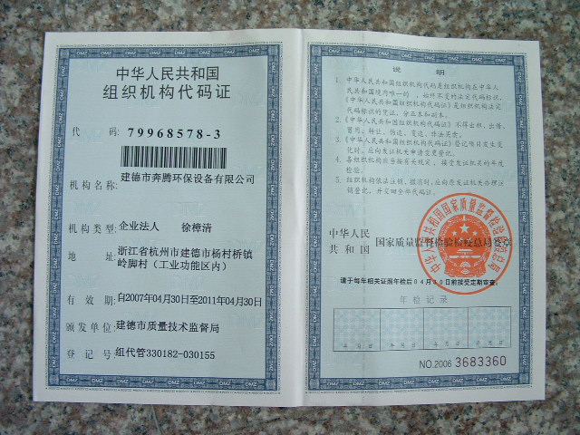 Enterprise organization code certificate